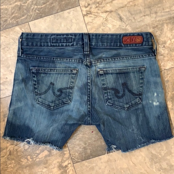 AG Adriano Goldschmied Dark Wash Boyfriend Cut Off High Waist Jean Shorts - Picture 4 of 6